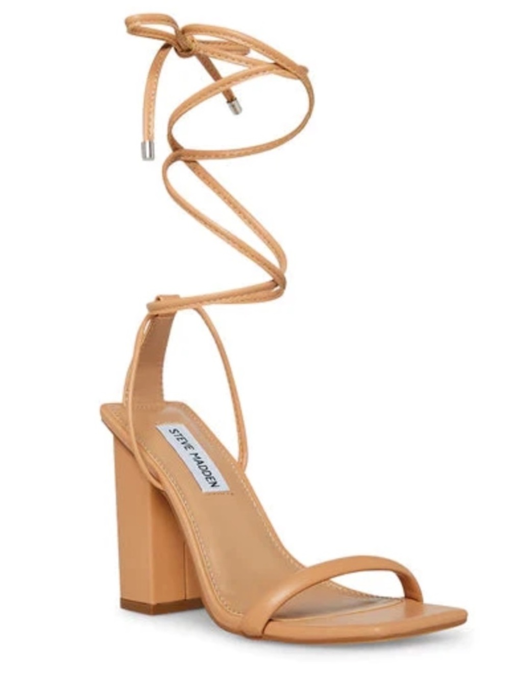 Steve Madden Natasha Lace Up Women's Nude Strappy Block Heel